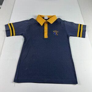 VTG 70s Michigan Wolverines Football Polo Collard Shirt Small Blue & Yellow